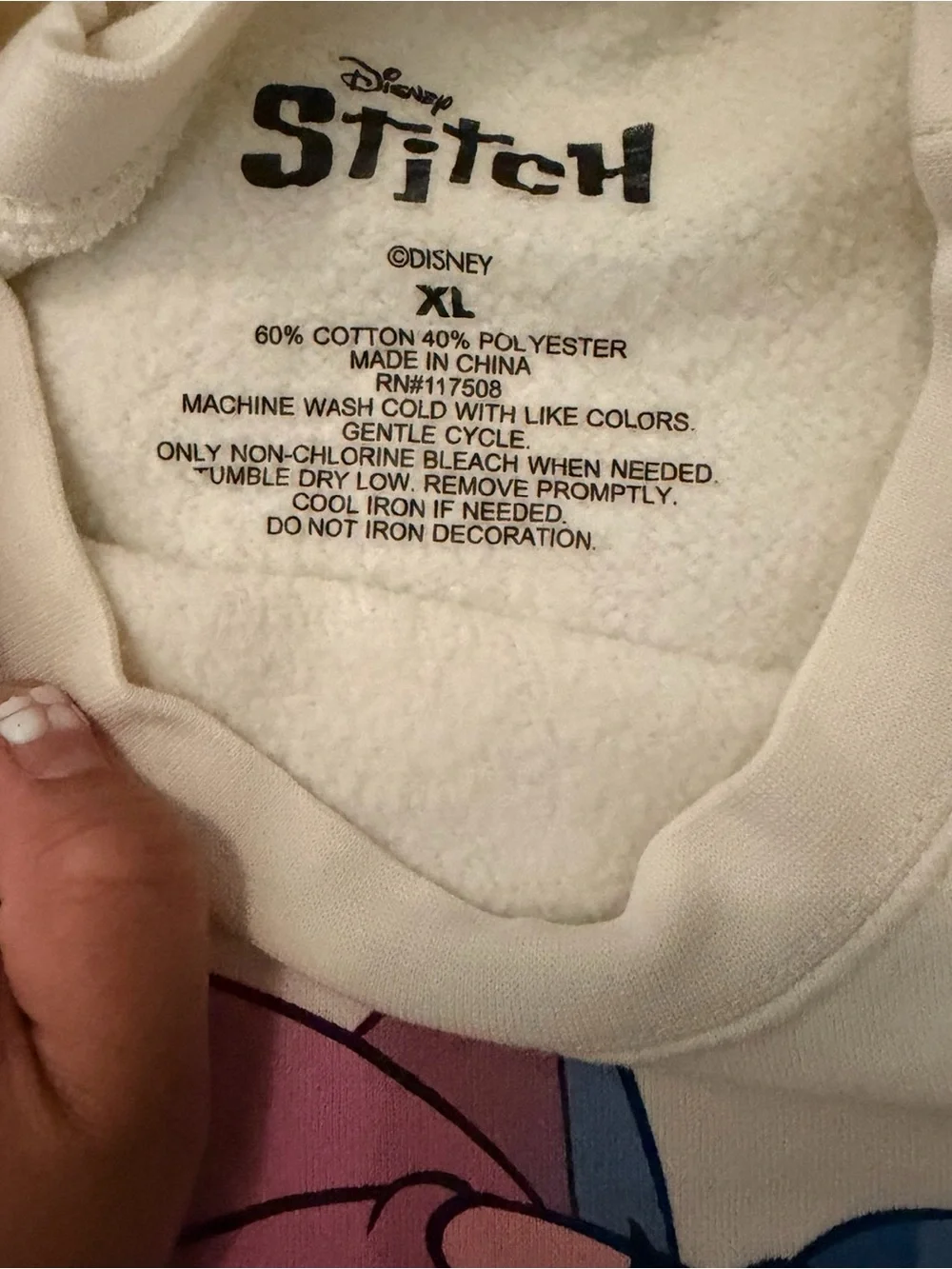 (Size XL) Disney Lilo & Stitch, and Angel Cream graphic crewneck sweatshirt